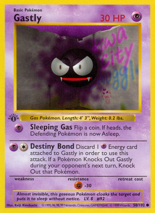 Gastly (50/102) (Shadowless) [Base Set 1st Edition] | North Game Den