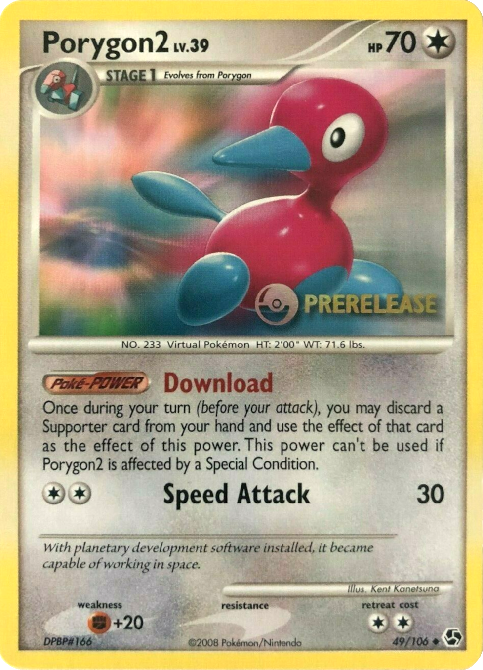 Porygon2 (49/106) (Prerelease Promo) [Diamond & Pearl: Black Star Promos] | North Game Den