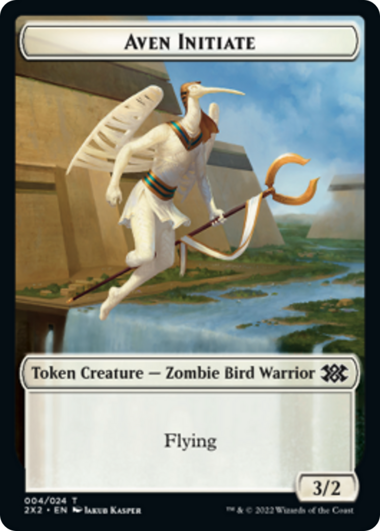 Worm // Aven Initiate Double-sided Token [Double Masters 2022 Tokens] | North Game Den