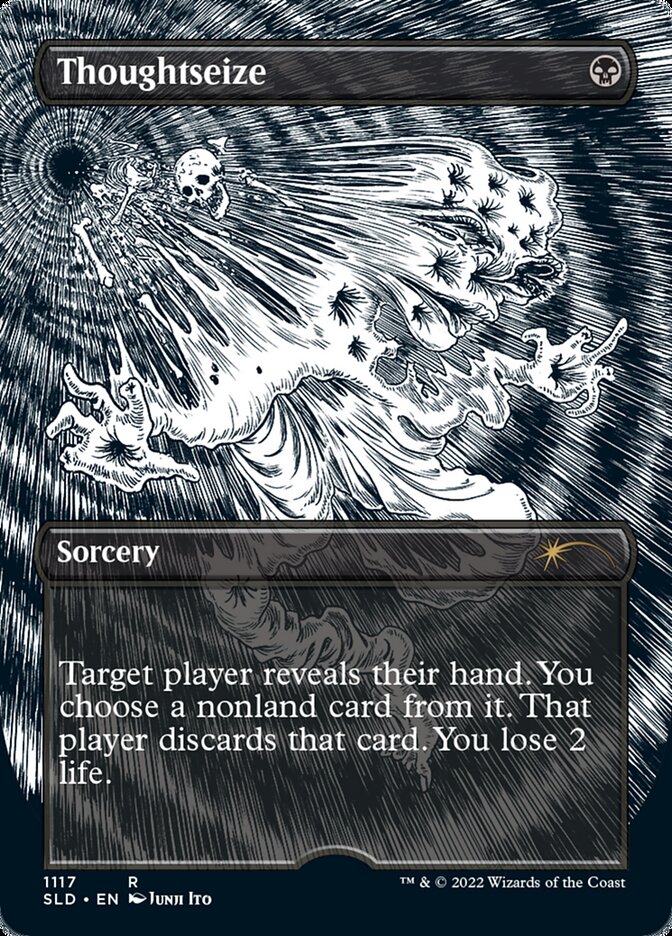 Thoughtseize (Borderless Etched Foil) [Secret Lair Drop Series] | North Game Den