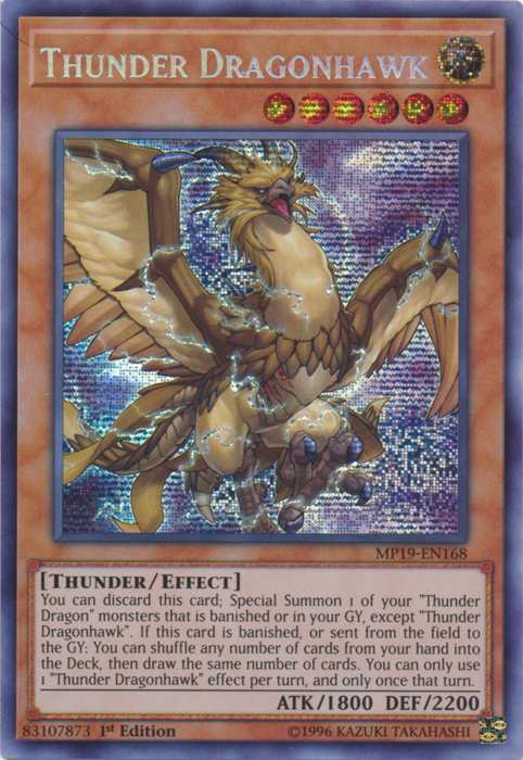 Thunder Dragonhawk [MP19-EN168] Prismatic Secret Rare | North Game Den