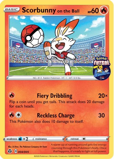 Scorbunny on the Ball (004/005) [Pokemon Futsal Collection] | North Game Den