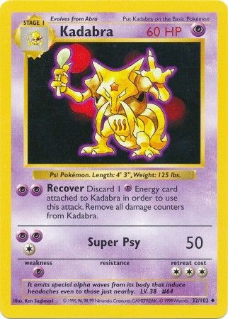 Kadabra (32/102) [Base Set Shadowless Unlimited] | North Game Den