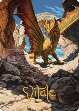 Ancient Brass Dragon Art Card (02) (Gold-Stamped Signature) [Commander Legends: Battle for Baldur's Gate Art Series] | North Game Den