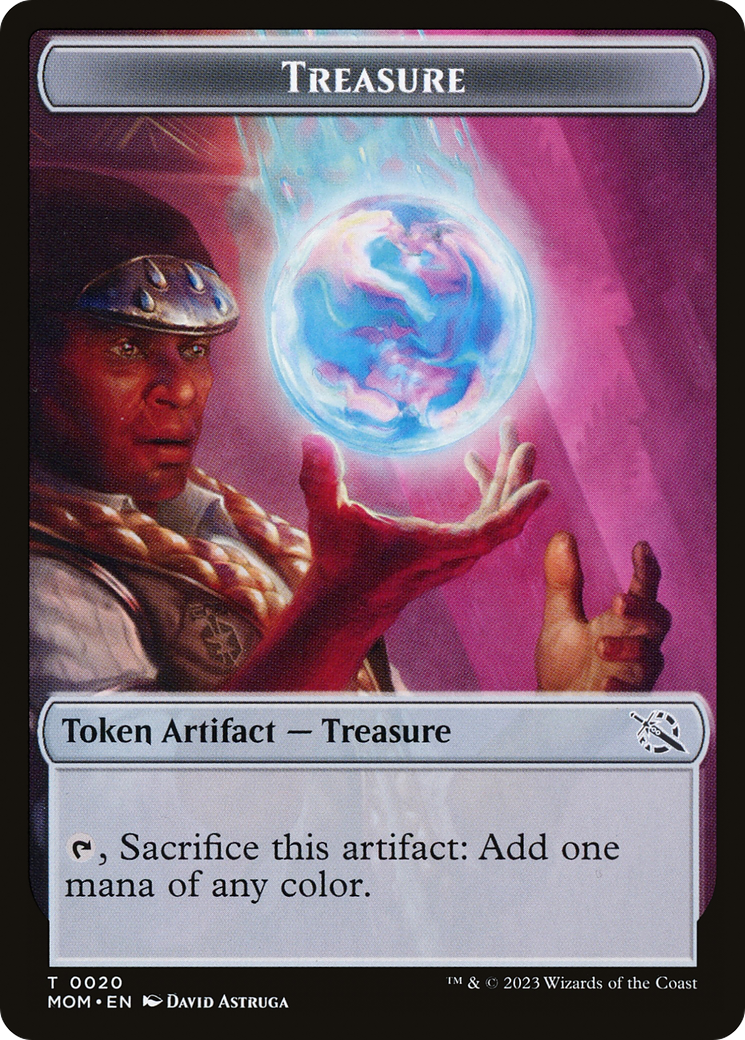 Treasure (20) // Teferi Akosa of Zhalfir Emblem Double-Sided Token [March of the Machine Tokens] | North Game Den