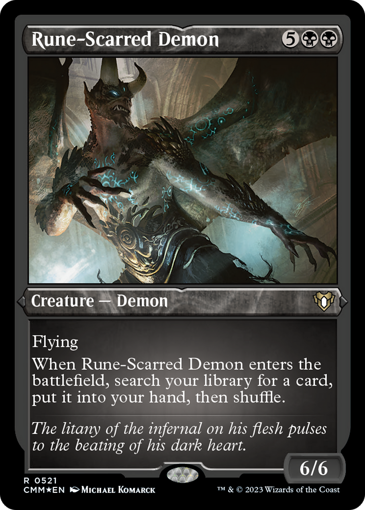 Rune-Scarred Demon (Foil Etched) [Commander Masters] | North Game Den